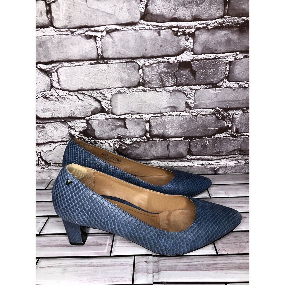 Vionic Mia Blue Faux Leather Snake Lizard Skin Pointed Heels Women 9.5M US/41.5
